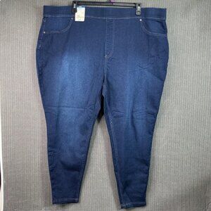 Terra & Sky Womens Plus Size 4X Blue High Rise Skinny Pull-On Jegging Denim